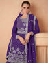 Purple Chinon Silk Sharara Suit 189107 Closure View
